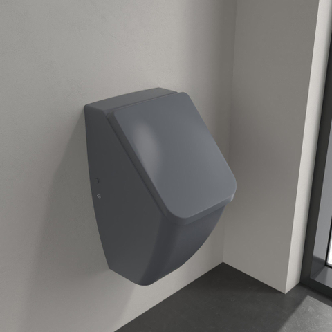 Villeroy & Boch venticello urinoir - met achterinlaat - met deksel - 28.5x54.5x31.5cm CeramicPlus - Graphite (mat grijs) SW453860