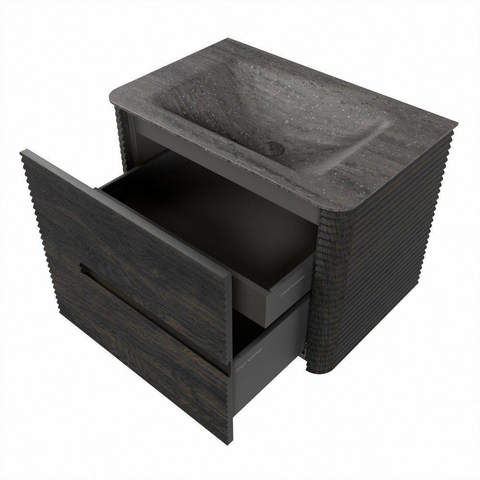 Mondiaz CIRO-DLUX Ensemble de meubles de salle de bains - 70x45x50cm - Lavabo en solid surface Oza - 1 bassin au milieu - sans trous de robinet - 2 tiroirs - Shadow SW1532663
