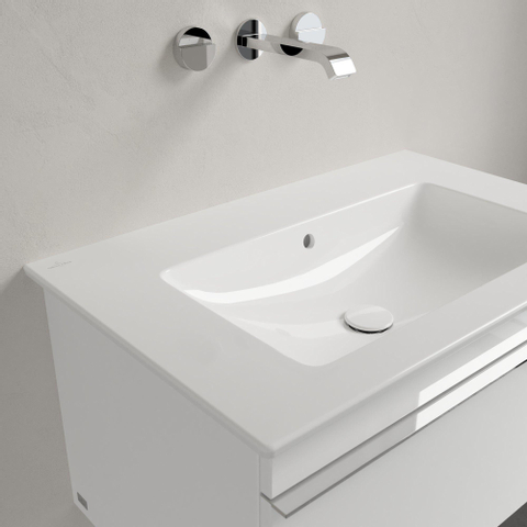 Villeroy & Boch venticello meubelwastafel - 800x500mm - met kraangat - met overloop CeramicPlus - White Alpine (glans wit) 1025143