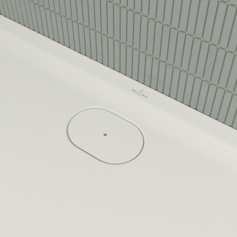 Villeroy & Boch Ecora douchebak - 160x80x3.5cm - afvoer lange zijde - stone white (wit) SW1558933