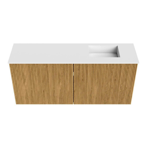 Mondiaz JOYA 90cm meuble de salle de bains - couleur Oak - Vasque FAYE position Droite 1 trou de robinet couleur Talc. SW1421117