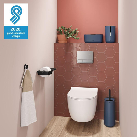 Tiger Tess Toiletborstelhouder met opbergfunctie vrijstaand en Swoop® borstel flexibel Blauw Zwart SW877633