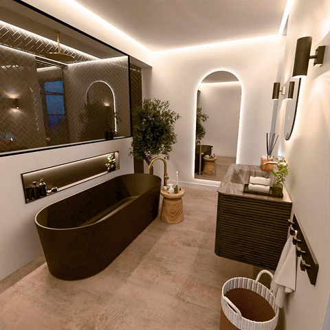 Mondiaz CIRO-DLUX Badkamermeubelset - 100x45x50cm - Solid surface wastafel Sombra - 1 wasbak Midden - zonder kraangaten - 2 lades - Shadow SW1532748