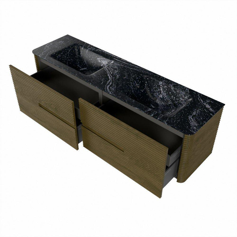 Mondiaz CIRO-DLUX Ensemble de meubles de salle de bains - 170x45x50cm - Vasque solid surface Lava - 2 lavabos double - 2 trous de robinet - 4 tiroirs - Dusk SW1533057