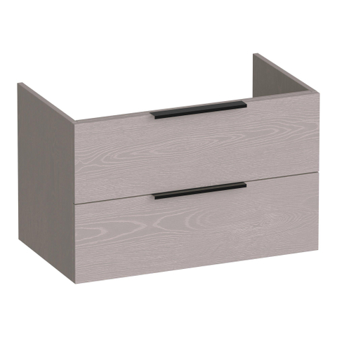 BRAUER Elevate meuble sous-lavabo 80 sans poignées superposées 2 tiroirs à fermeture douce et 1 découpe pour siphon - Timber Greige SW1200177