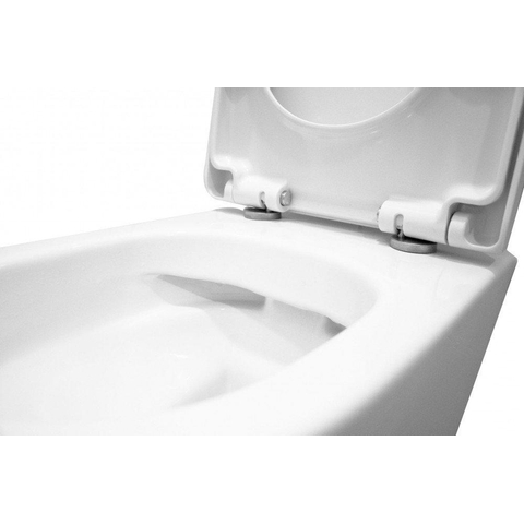 Wiesbaden Vesta wandcloset rimless met Vesta toiletzitting softclose en quick release glans wit SHOWROOMMODEL SHOW26674