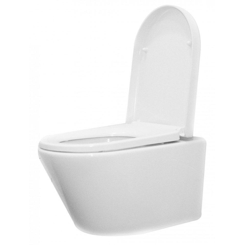 Wiesbaden Vesta toiletset Rimless 52cm inclusief UP320 toiletreservoir en softclose toiletzitting met bedieningsplaat wit SW69584