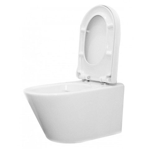 Wiesbaden Vesta toiletset spoelrandloos 52cm inclusief Wisa toiletreservoir en softclose toiletzitting met Argos bedieningsplaat wit SW69585