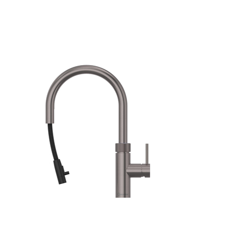 Quooker BE Flex Round kokendwaterkraan - draaibare & uittrekbare uitloop - PRO3 incl. Cube reservoir - Warm / kokend / bruisend / gefilterd water - gunmetal SW976947