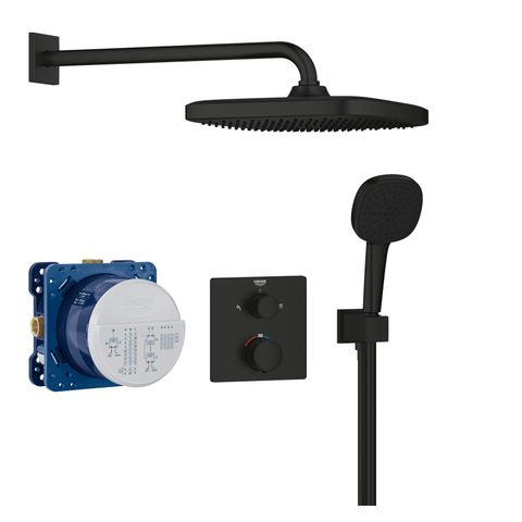 GROHE Precision set de douche encastré - 25x25cm - douchette 2 jets - noir mat SW1126884