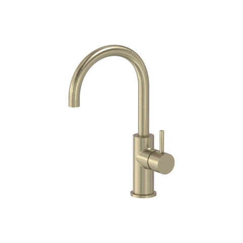 MAY Stilo Mitigeur de lavabo monotrou sur plage avec bec pivotant Or brossé mat PVD SW1224777
