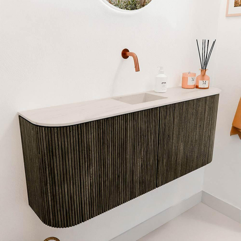Mondiaz JOYA-DLUX 103.2cm toiletmeubel - ronding links en rechts kleur Shadow - Wastafel FAYE positie Midden Zonder kraangat kleur Meli. SW1424933
