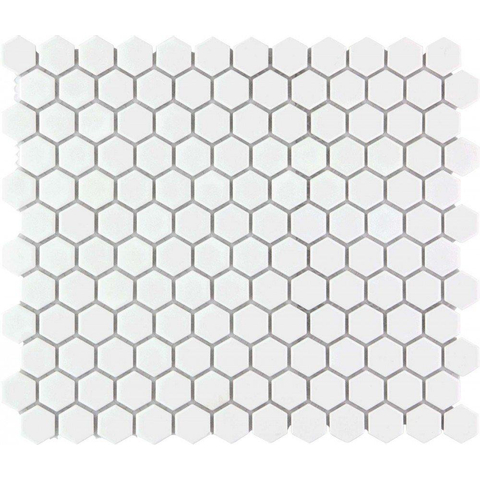 The Mosaic Factory Barcelona mozaïektegel - 26x30cm - 6mm - hexagon - mat wit SW62219