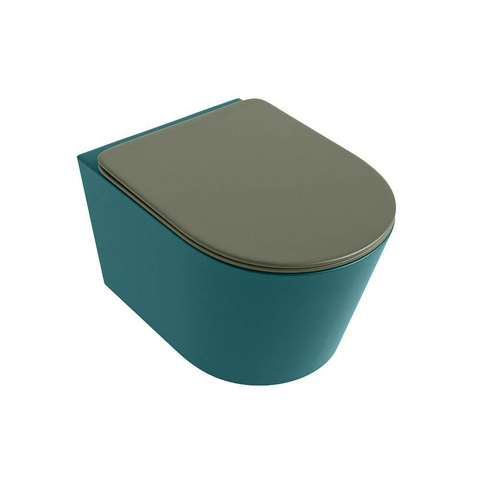 Mondiaz LAVIE WC suspendu – sans bride – 36 x 53 cm – avec abattant softclose – Smag (vert), abattant Army (vert) SW1208578