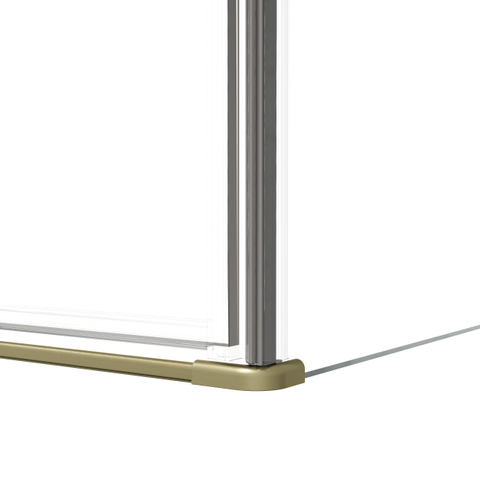 FugaFlow Eccelente Vetro Porte de douche - 90x200cm - charnières - poignée de porte - plat - verre de sécurité clair - Laiton brossé PVD (Or) SW1469514