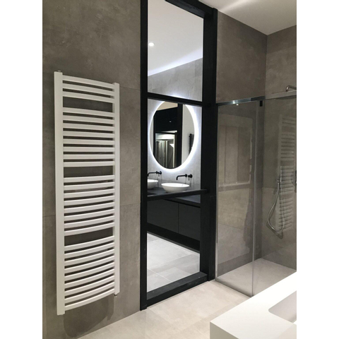 Instamat Milano gebogen elektrische handdoekradiator 75.5x149.5cm 1000watt inclusief wandconsoles wit SW793780