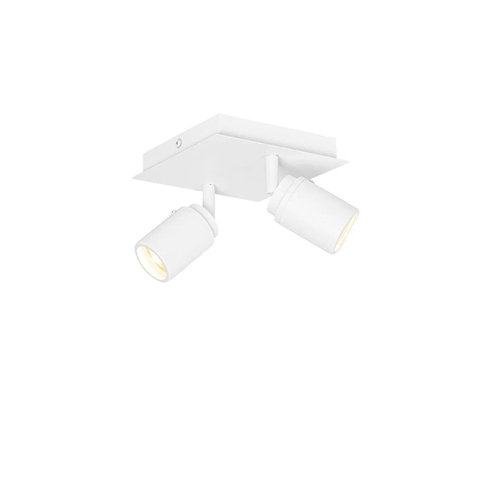 QAZQA Ducha plafonnier de salle de bains - 17x17cm - 2 spots - IP44 - carré - blanc mat SW1187232