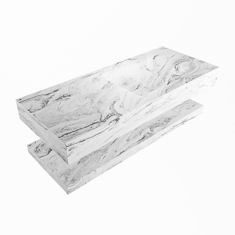 Mondiaz ALAN-DLUX Ensemble de meuble - 110cm - meuble Glace mat - 0 tiroirs - Lavabo Cloud Glace suspendu - vasque Droite - 0 trous de robinet SW808880