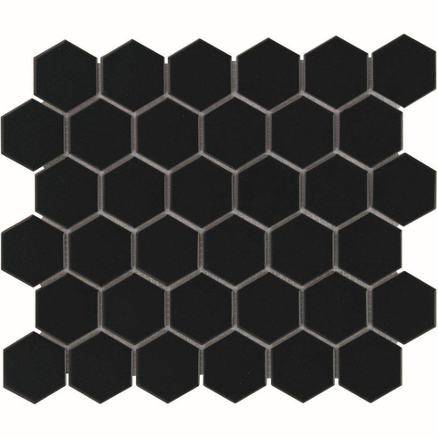 The Mosaic Factory Barcelona mosaïque - 28x32cm - 6mm - hexagonal - black brillant (noir) SW66207