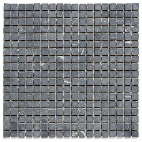 The Mosaic Factory Natural Stone mozaïektegel - 30.2x30.2cm - wand en vloertegel - Vierkant - Marmer Nero Anticato Mat SW66203