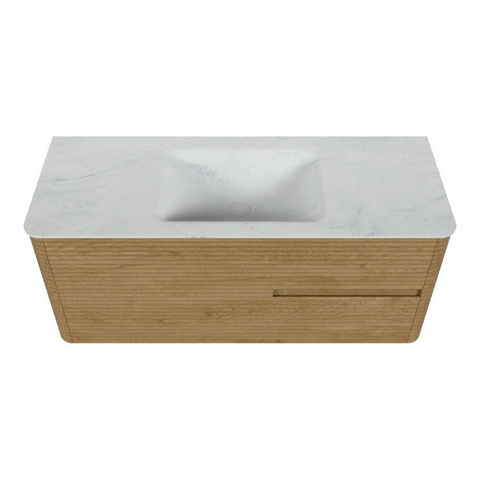 Mondiaz CIRO-DLUX Badkamermeubelset - 120x45x50cm - Solid surface wastafel Opalo - 1 wasbak Midden - zonder kraangaten - 2 lades - Oak SW1530928