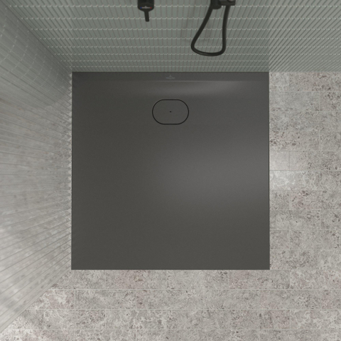 Villeroy & Boch Ecora douchebak - 100x100x3.5cm - afvoer korte zijde - anthracite (antraciet) SW1558878