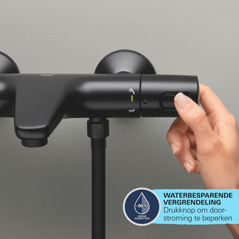 Grohe Precision Start Badkraan - thermostatisch - omstel - koppelingen HOH=15cm - matte black (mat zwart) SW924879