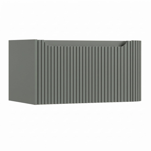 H&R Badmeubelen Juice Wastafelonderkast - 80x45x40cm - rechterhoek afgerond - 3D-front - 1 lade - geïntegreerde greep - petrol mat SW1259607