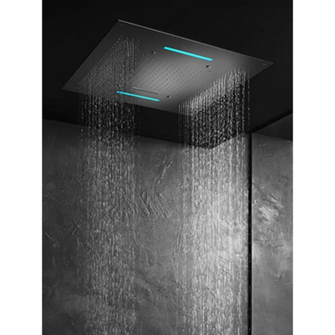 Hotbath Mate Inbouwhoofddouche vierkant - 95x95cm - met LED verlichting - geborsteld nikkel (RVS) SW61996