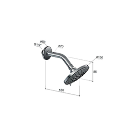 Hotbath Mate Hoofddouche met 3 standen - inclusief wandarm - 13cm rond - geborsteld nikkel (RVS) SW61992