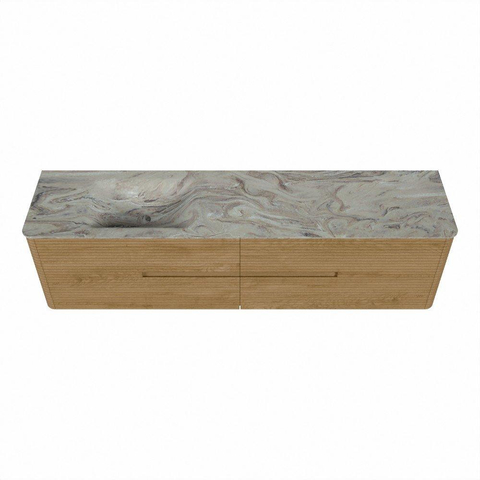 Mondiaz CIRO-DLUX Badkamermeubelset - 190x45x50cm - Solid surface wastafel Glace - 1 wasbak Links - zonder kraangaten - 4 lades - Oak SW1531063