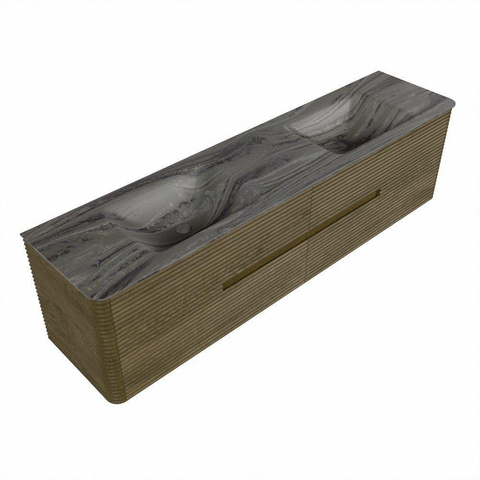 Mondiaz CIRO-DLUX Badkamermeubelset - 190x45x50cm - Solid surface wastafel Sombra - 2 wasbak Dubbel - zonder kraangaten - 4 lades - Dusk SW1533565