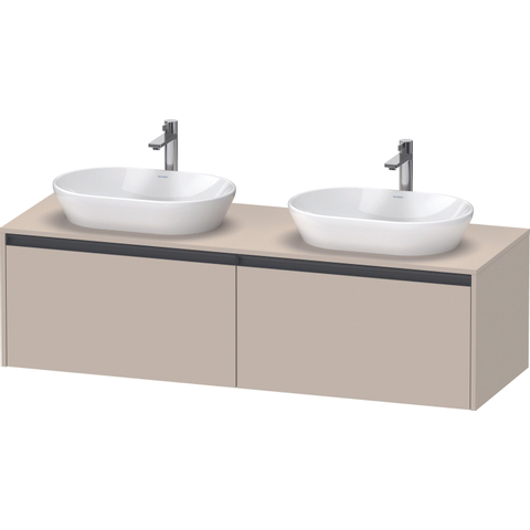 Duravit Ketho 2 wastafelonderbouwkast incl. consoleplaat met 2 laden voor dubbele waskommen 160x55x45.9cm met handgrepen antraciet taupe supermat SW773115