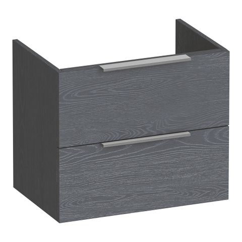 BRAUER Elevate meuble sous-lavabo peu profond 60 sans poignées rapportées 2 tiroirs à fermeture douce et 1 découpe pour siphon - Timber Grey SW1200266