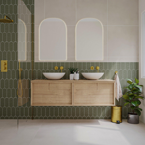Saniclass Holz Frame Meuble de salle de bain - 140x45x40cm - plan de toilette - sans trous de robinet - 2 tiroirs - Chêne Natural SW1436760