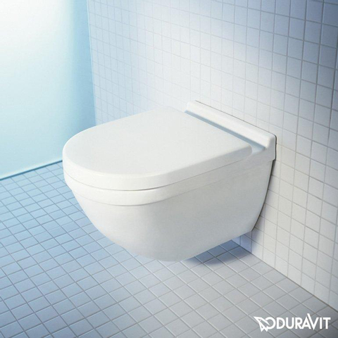 Duravit Starck 3 WC suspendu à fond creux Rimless 54cm avec fixation cachée et abattant blanc SW207588