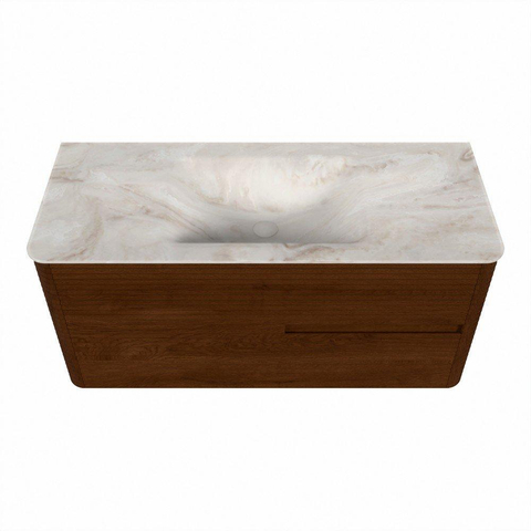 Mondiaz CIRO-DLUX Ensemble de meuble de salle de bains - 110x45x50cm - lavabo en solid surface Frappe - 1 vasque centrale - sans trous de robinet - 2 tiroirs - Ruby SW1531308