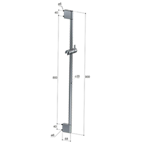 Hotbath Mate Glijstang - 90cm - kunststof - geborsteld nikkel (RVS) SW20699