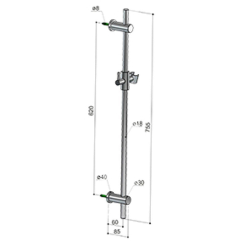 Hotbath Mate Glijstang - 75cm rond - geborsteld nikkel (RVS) SW12529