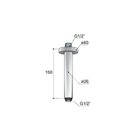 Hotbath Mate Plafondarm rond - 15cm - geborsteld nikkel (RVS) SW12534