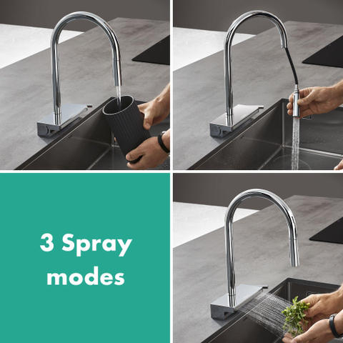 Hansgrohe Aquno Select M81 - 1 greeps keukenkraan - 170 uittrekbare vuistdouche - 3jet - sbox - hoogglans chroom SW878838