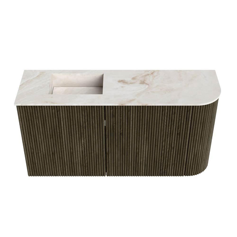 Mondiaz JOYA-DLUX 81.6cm toiletmeubel - ronding rechts kleur Shadow - Wastafel FAYE positie Links Zonder kraangat kleur Frappe. SW1422697