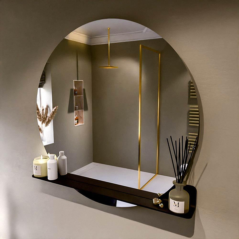 Mondiaz SPOT spiegel – Ø110 cm – met planchet – Urban (zwart) SW1235480