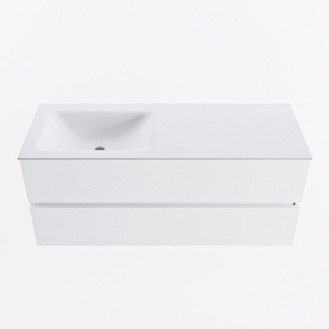 MONDIAZ VICA Meuble de salle de bains 120cm sous-vasque Talc 2 tiroirs. Lavabo CLOUD gauche sans trou de robinet, couleur Talc. SW1381896