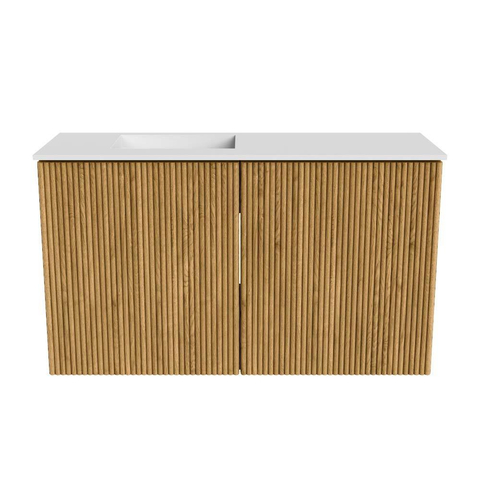 Mondiaz JOYA 70cm toiletmeubel - kleur Oak - Wastafel FAYE positie Links 1 kraangat kleur Talc. SW1421107