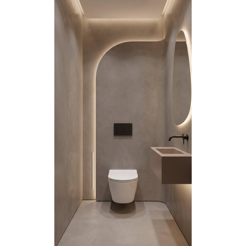 QeramiQ Dely Pack WC - 36,3x51,7cm - à fond creux - sans bride - réservoir encastré Geberit UP320 - abattant WC softclose 35 mm - plaque de commande en métal noir mat - boutons ronds - blanc brillant SW1222083