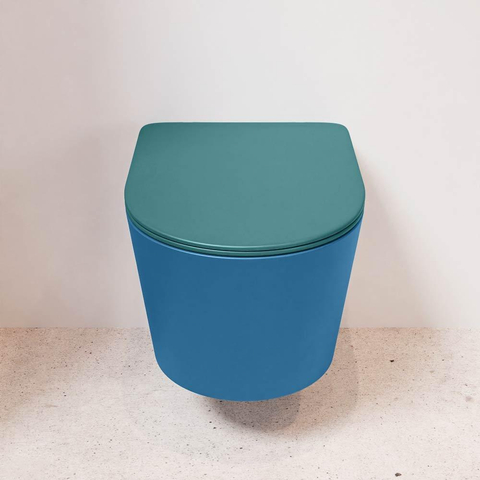 Mondiaz LAVIE WC suspendu – sans bride – 36 x 53 cm – avec abattant softclose – Jeans (bleu), abattant Smag (vert) SW1208715