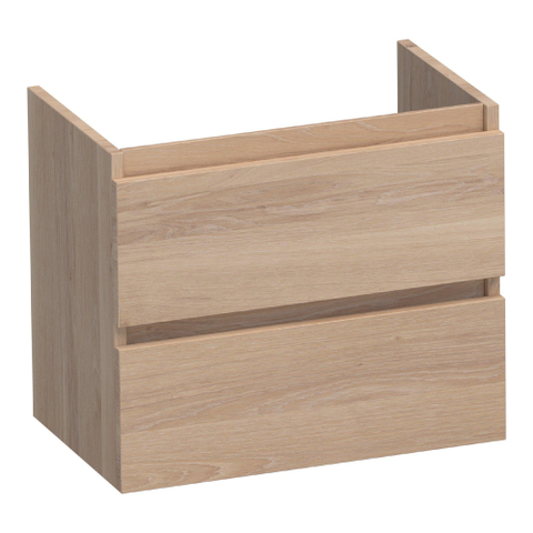 BRAUER Joy meuble sous-lavabo peu profond - 60x39x50cm - 2 tiroirs softclose - sans poignée - 1 découpe pour siphon - chêne massif - lamelles chêne naturel SW393156
