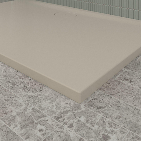 Villeroy & Boch Ecora douchebak - 140x90x3.5cm - afvoer lange zijde - almond (beige) SW1558957