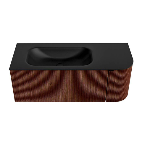 Mondiaz KURVE Badkamermeubelset - 115x46x40cm - 1 lade - 1 deur - wastafel solid surface - links - 1 kraangat - Ruby SW1415423